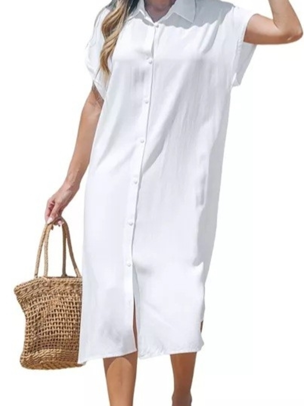 Cupshe Women's Dress Short Bell Sleeve Button Down Casual Shirt Dresses